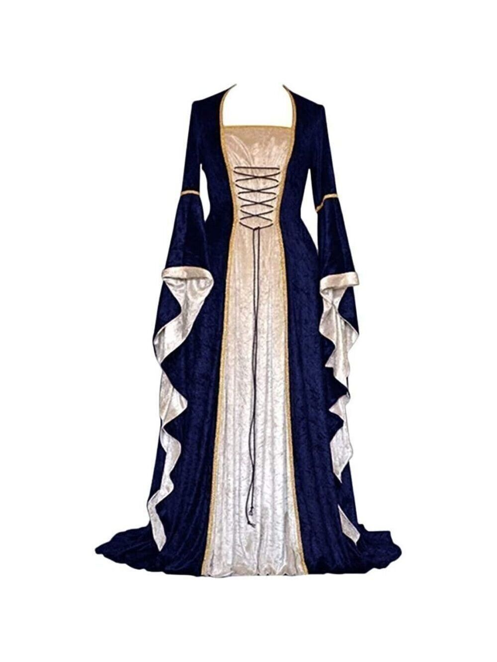 𝅺MEDIEVAL Victorian Long Dress Blue Cosplay Irish Costume Halloween Viking NWT